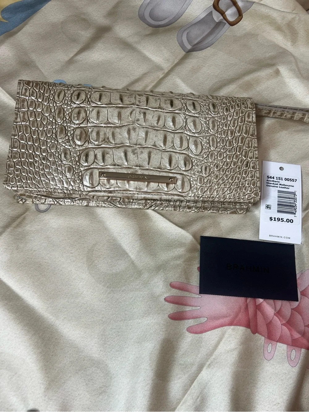 Brahmin AnnMarie Stardust Metallic CrocEmbossed Convertible Travel Wallet Clutch - Picture 3 of 10